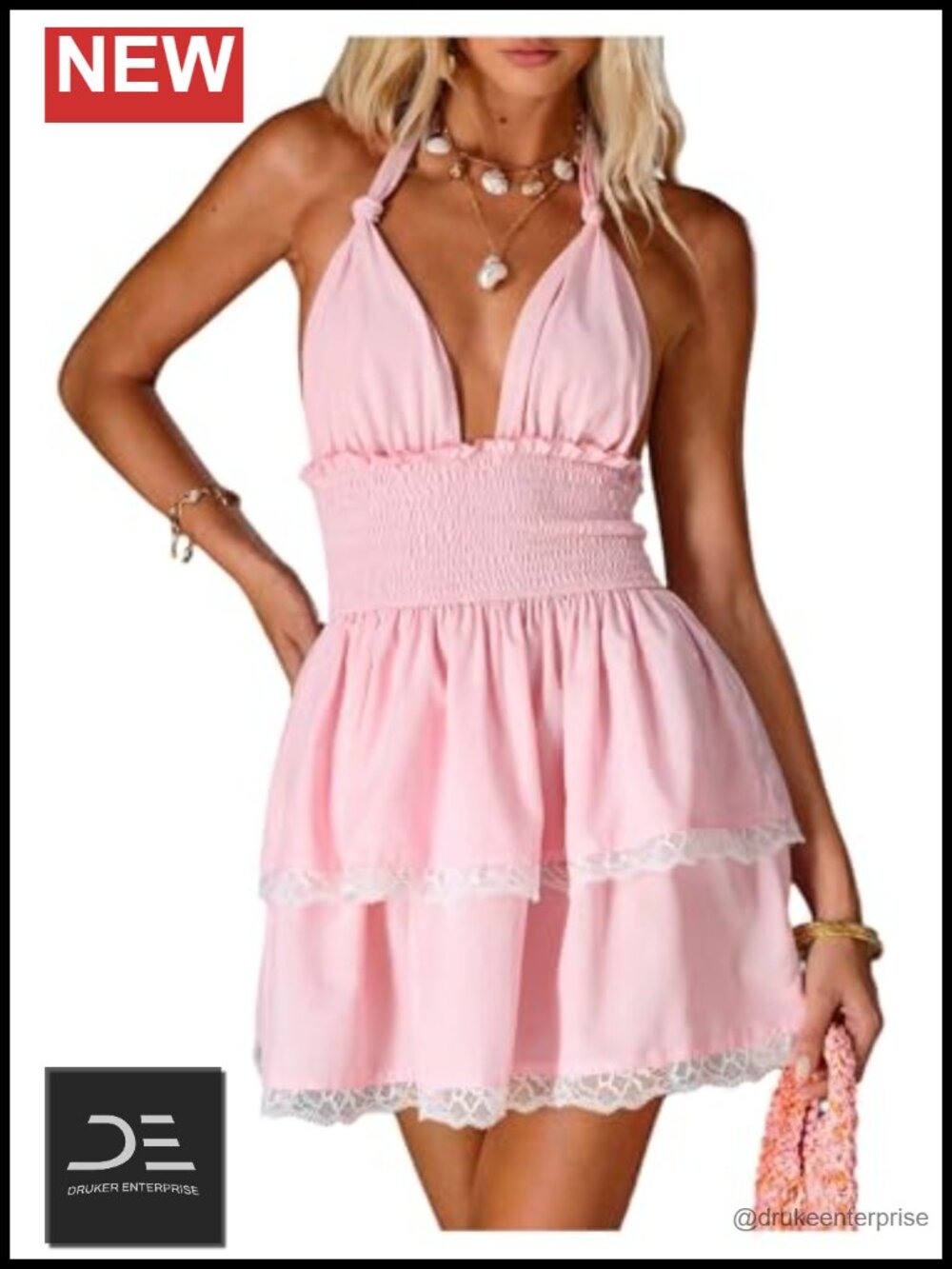 MakeMeChic Women's Floral Halter Mini Dress Ruffle Backless A-Line Summer